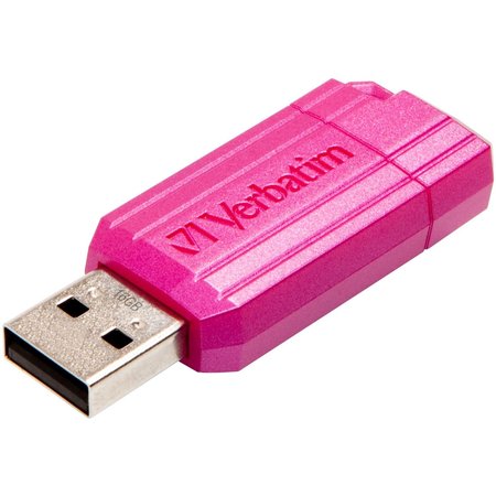 VERBATIM Verbatim Store Pinnstripe Usb Flash Drive, 49067, 16Gb, Pink49067,  49067